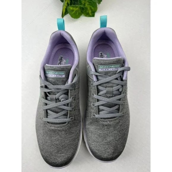 Skechers Women's Flex Appeal 4.0 Sneaker w Air Cooled Memory Foam(Gray/Lavender) - Picture 3 of 5